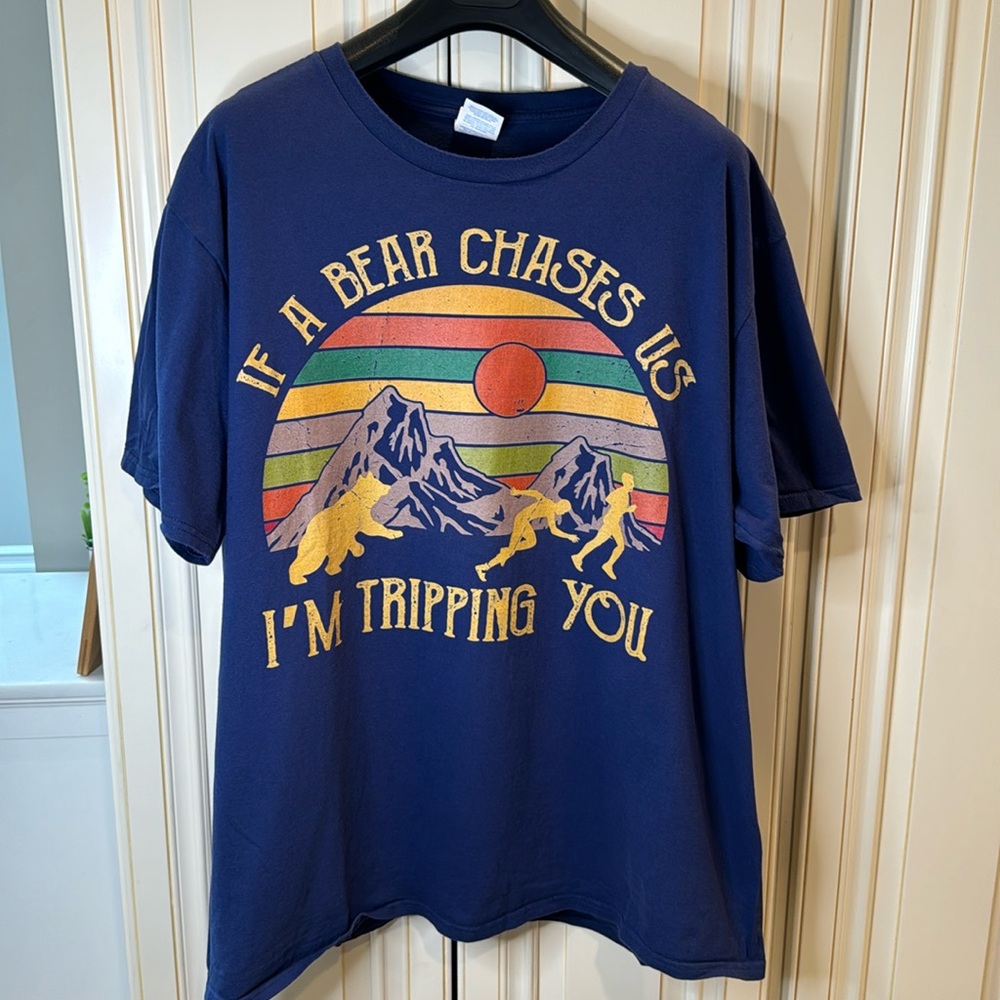 Fathers Day - camping shirt “If a bear chases us, I’m tripping you” tshirt